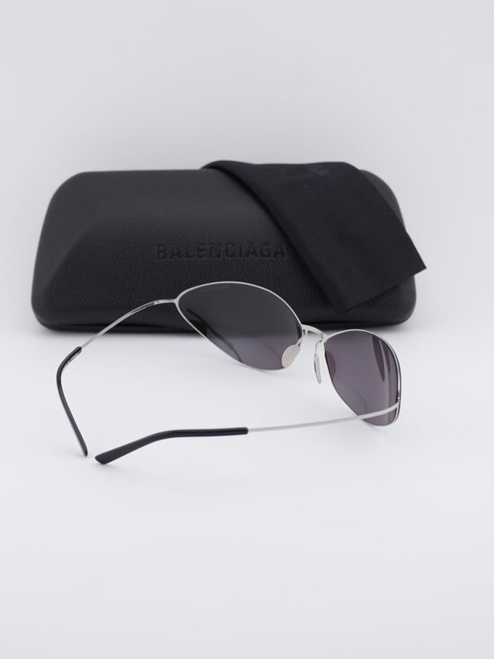 Balenciaga BB0350S 004 Cat Eye Sunglasses - Silver/Silver Mirror main image 8